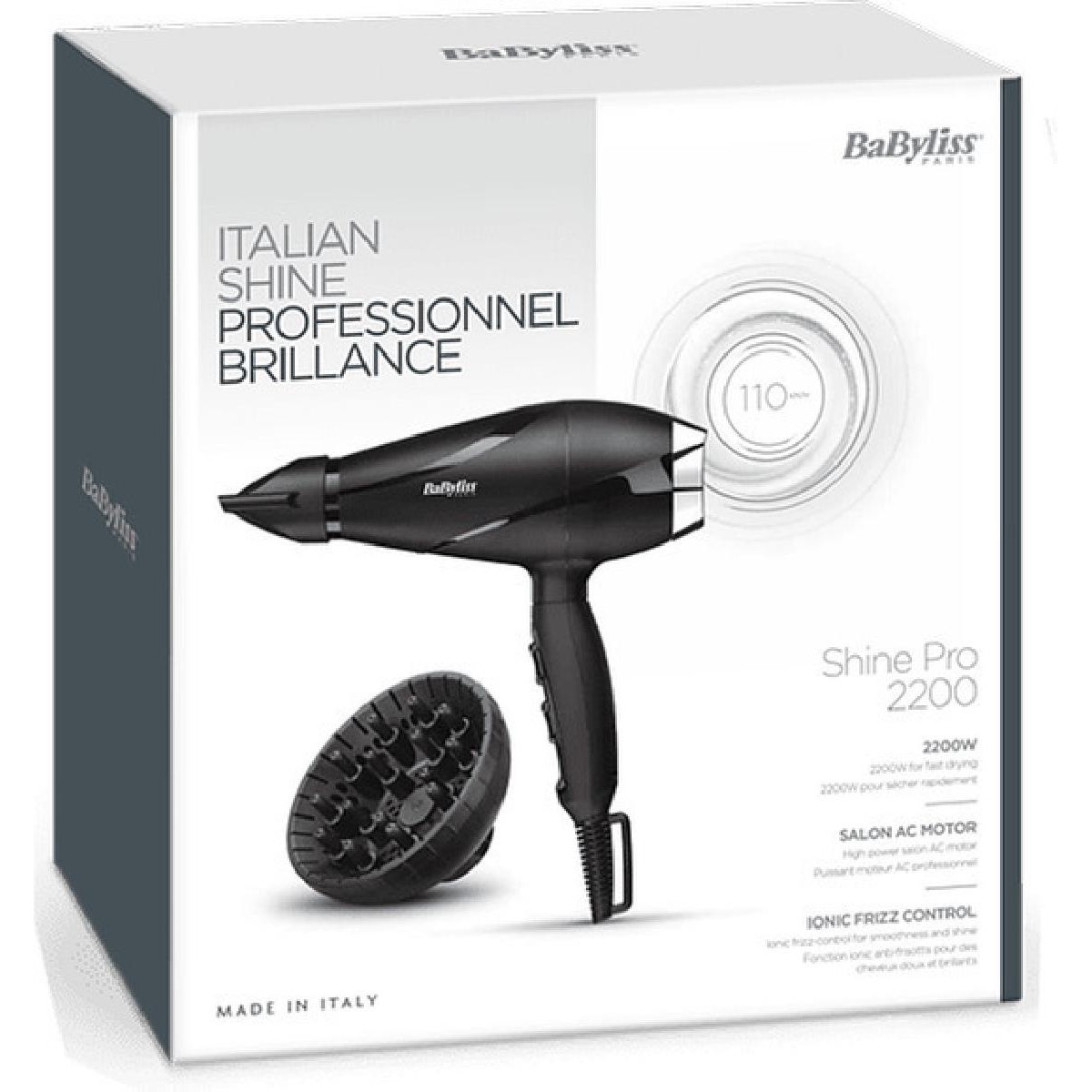 Babyliss Shine Pro 6713DE Hair Dryer 2200Watt, Black