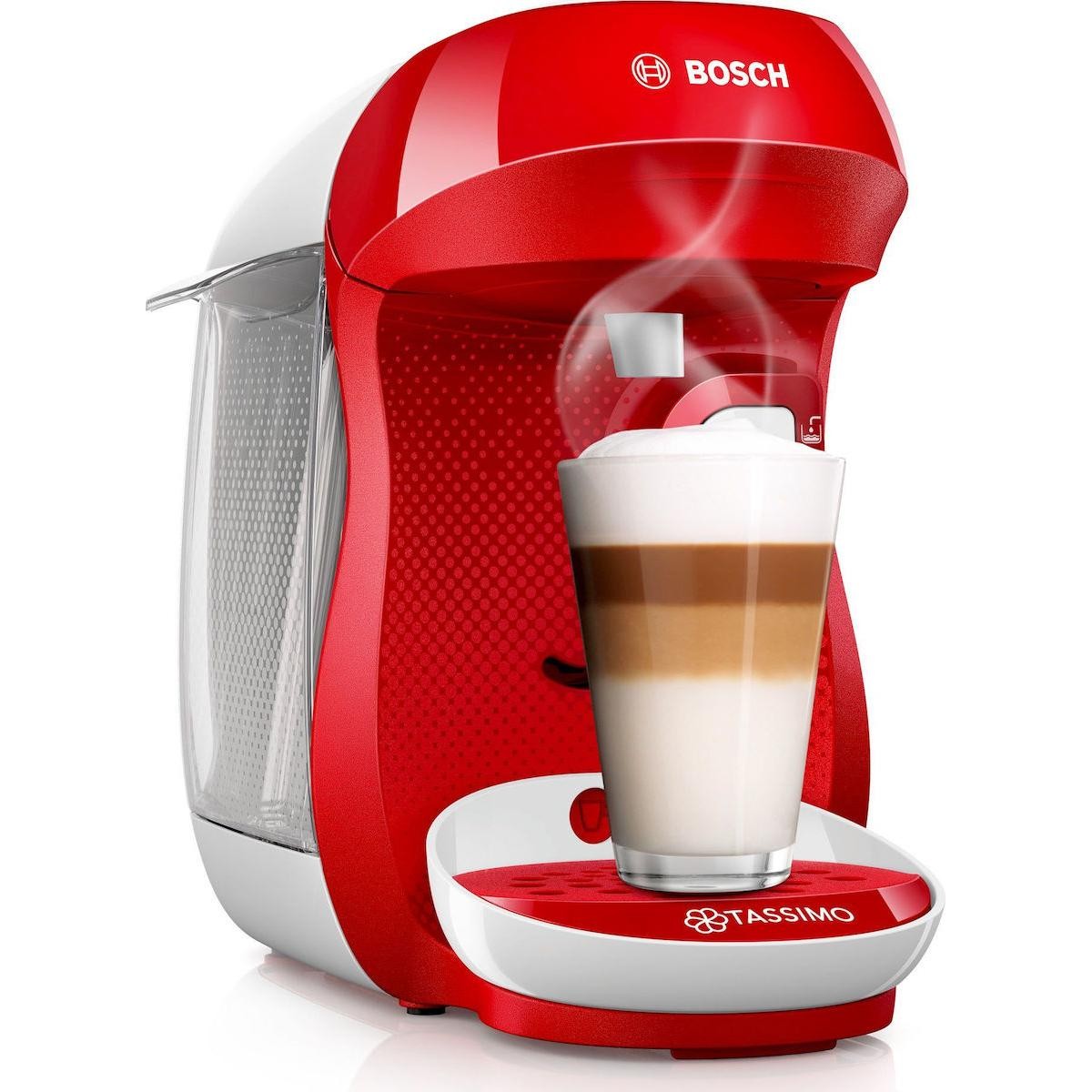 Bosch Tassimo Happy TAS1006 Μηχανή Espresso με Κάψουλες  3.3bar Red