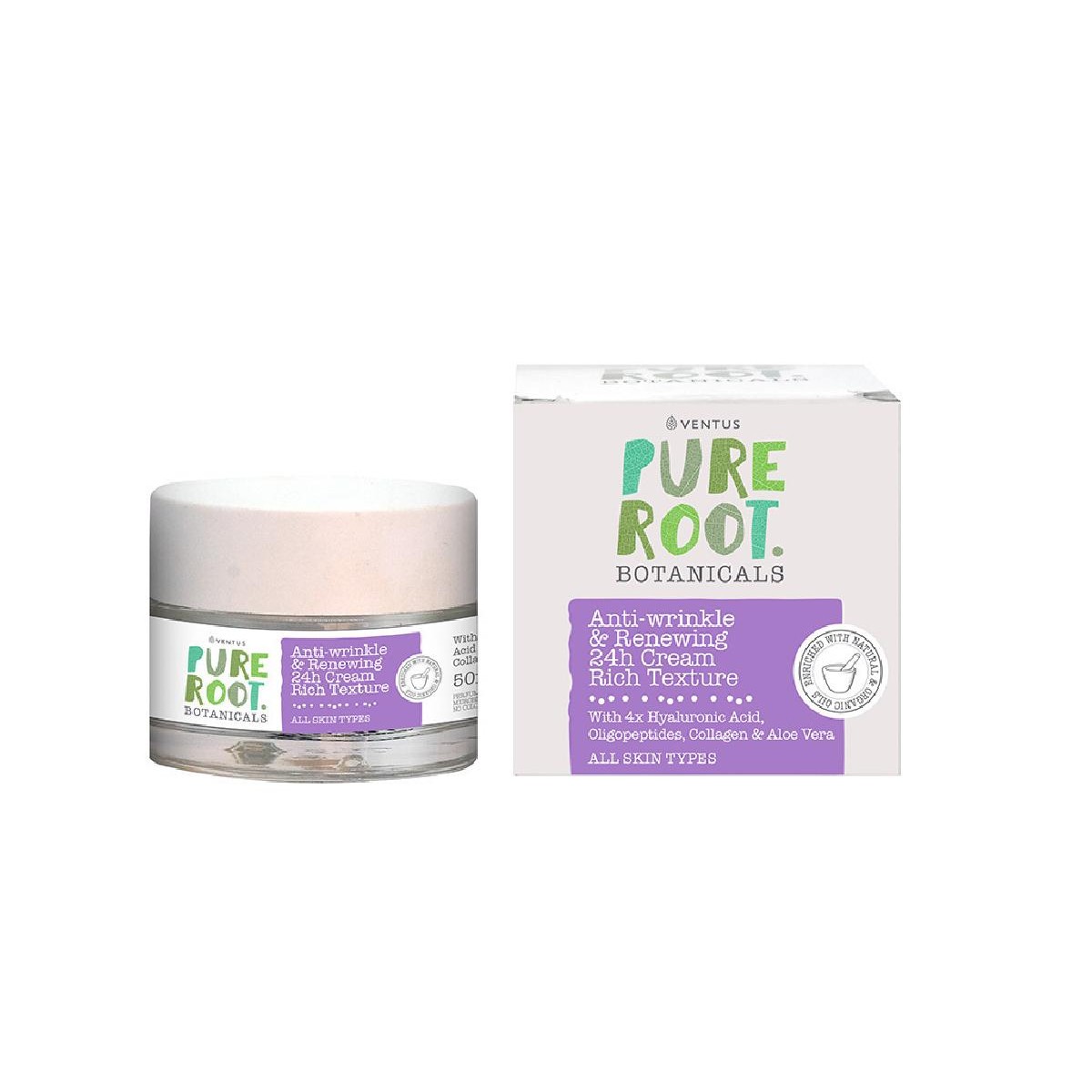 Ventus Pure Root Botanicals Rich Κρέμα Προσώπου Ημέρας για Αντιγήρανση & Ατέλειες 50ml