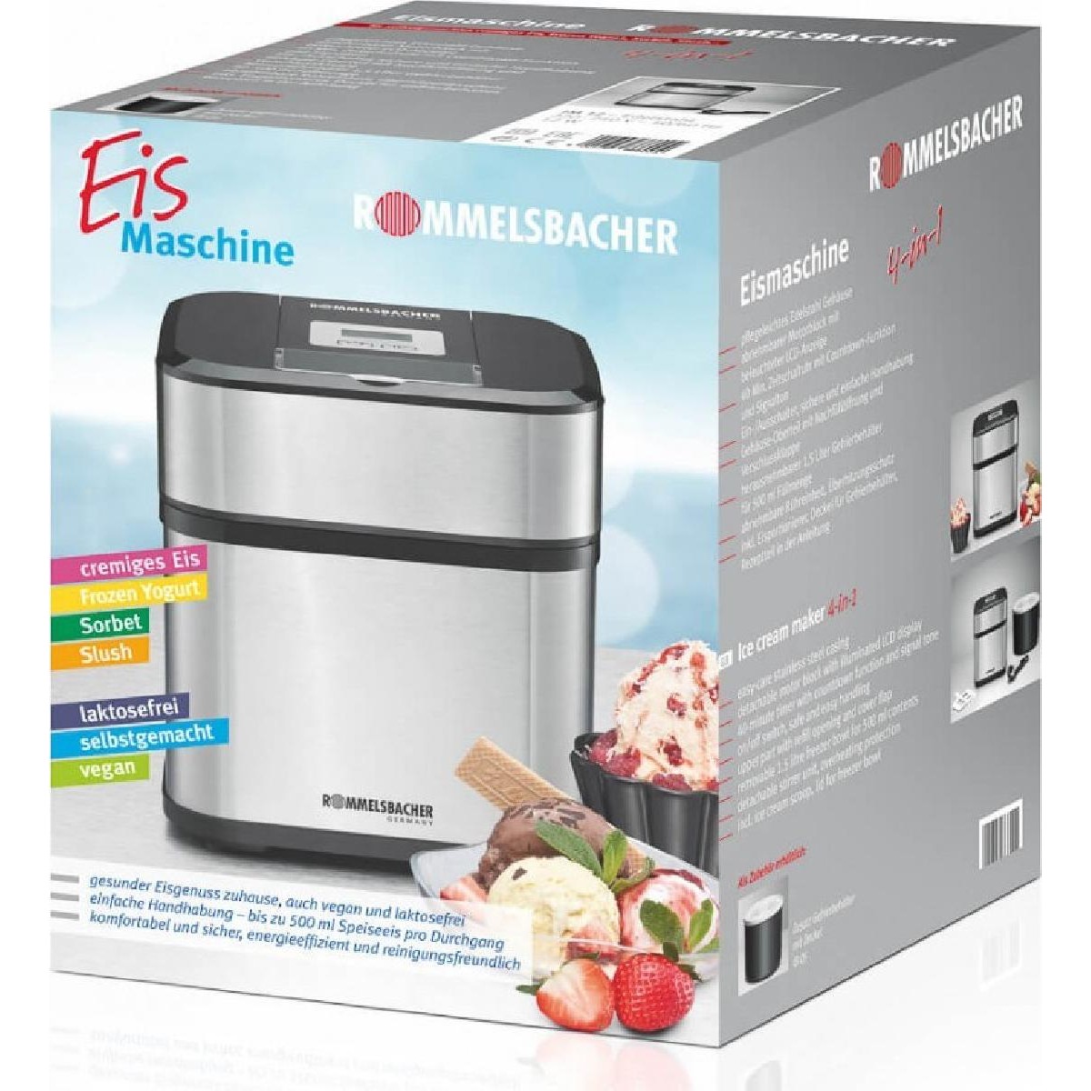 Rommelsbacher IM 12 Icecreme Maker 1.5lt silver black