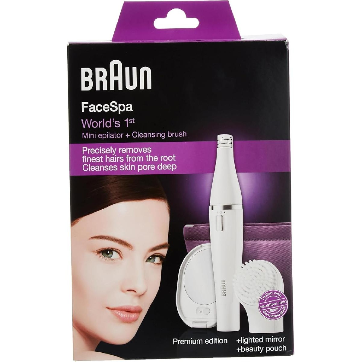 Braun FaceSpa Premium Edition SE830 Face Epilator with Facial Cleansing Brush and Lighted Mirror