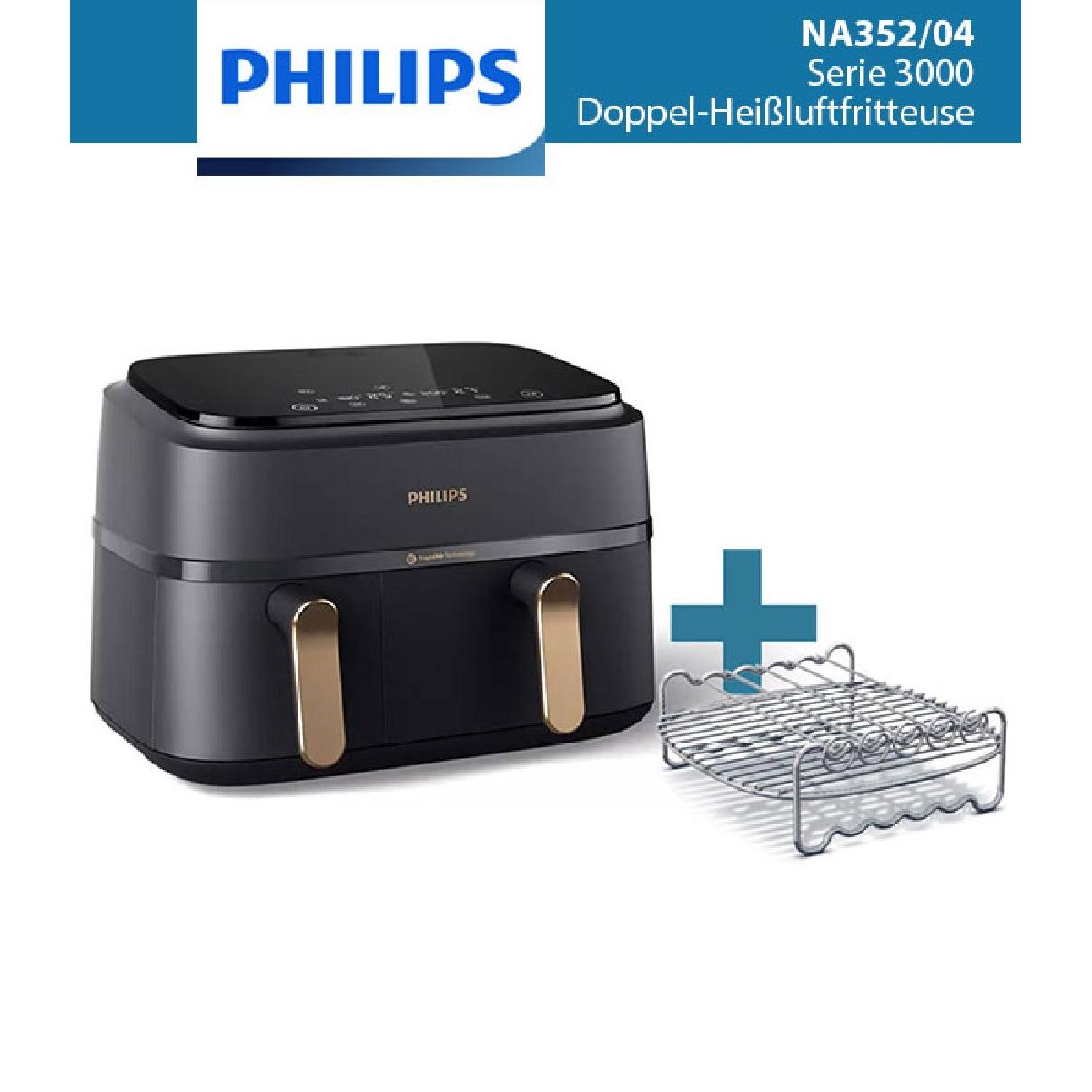 Philips NA352/04 3000 Series Airfryer XL dual basket 9 lt Black