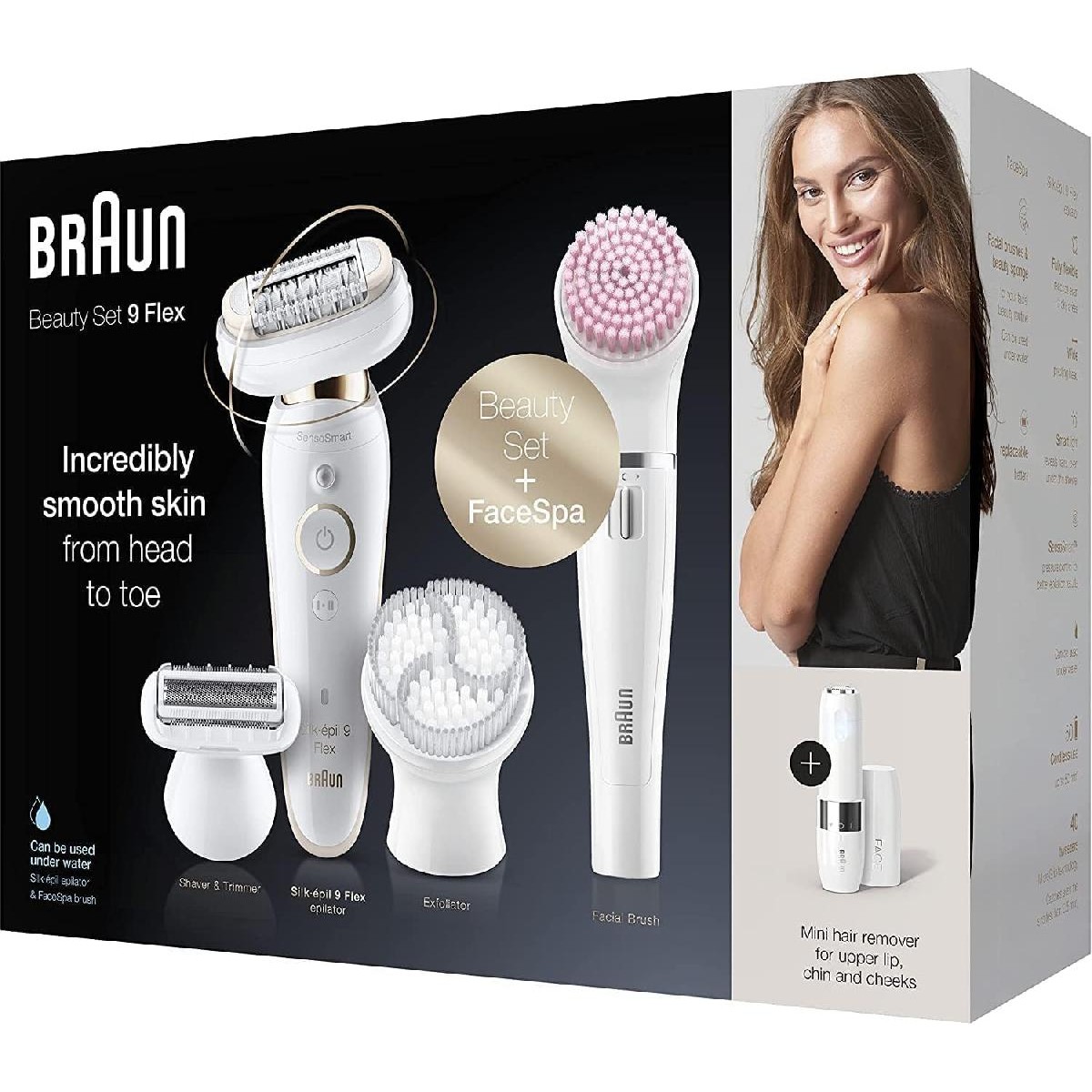 Braun SES 9105 Beauty Set 9 Flex epilator + FaceSpa white gold