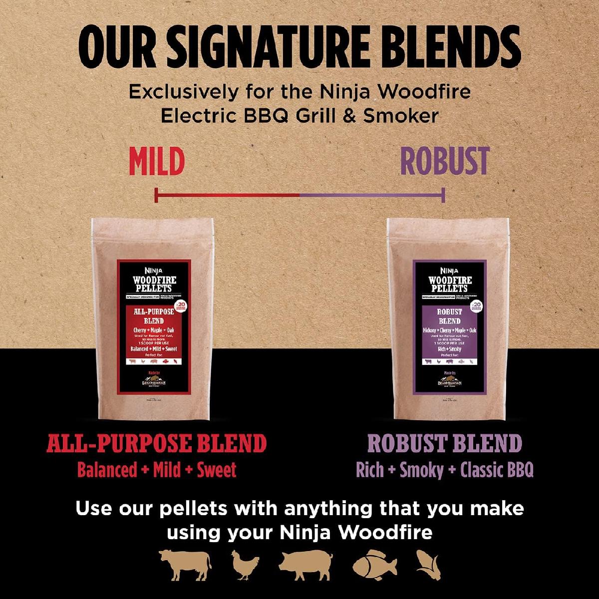 Ninja Woodfire Pellets Robust Blend 900g  για χρήση με τα προϊόντα Ninja Woodfire