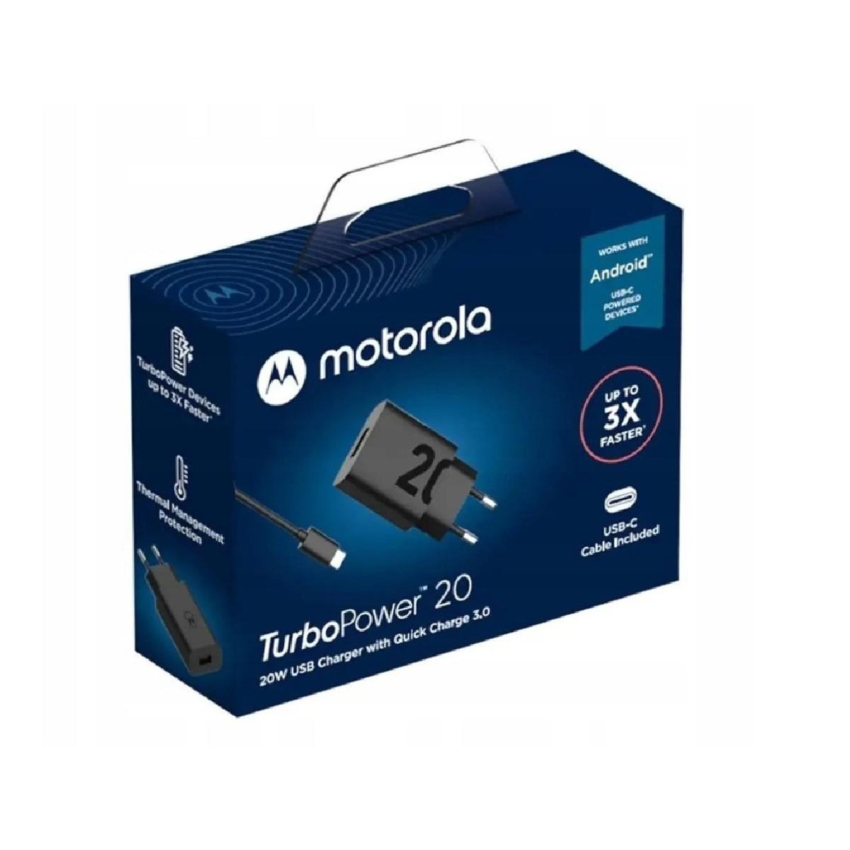 Motorola JMC202-C TurboPower charger 20 watt USB-A to USB-C with cable black