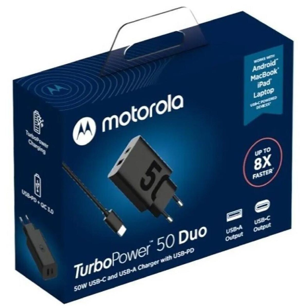 Motorola SJMC502 TurboPower charger duo 50 watt USB-C to USB-C with cable black