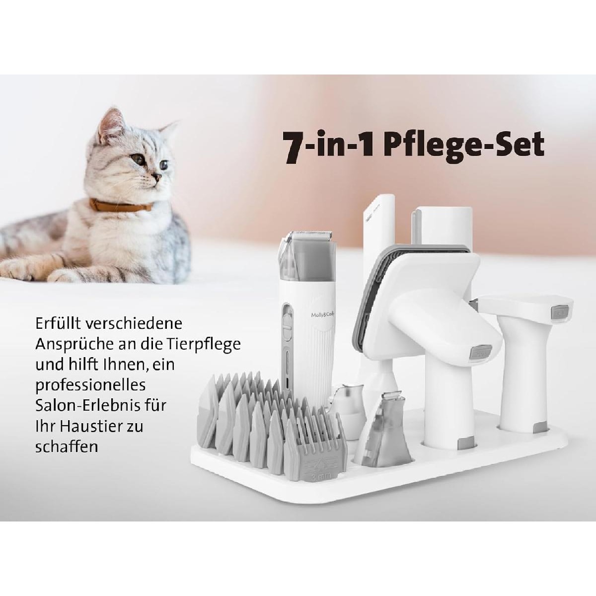 Molly&Cody SAMSON 7-in-1  Clipper Set with Pet Hair Extraction for Dogs & Cats (MC100004)