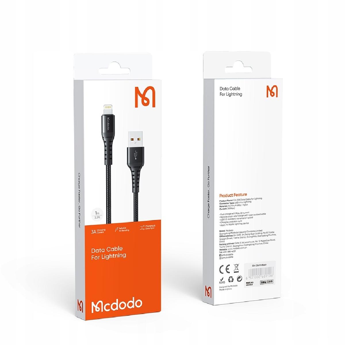 Mcdodo CA-2261 USB-A to Lightning Data-Charging Cable 1m black