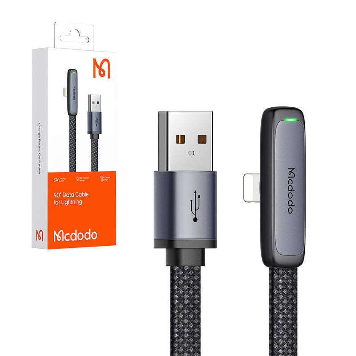 Mcdodo CA-2790 90 Degree USB-A to Lightning Data Cable 1.2m black