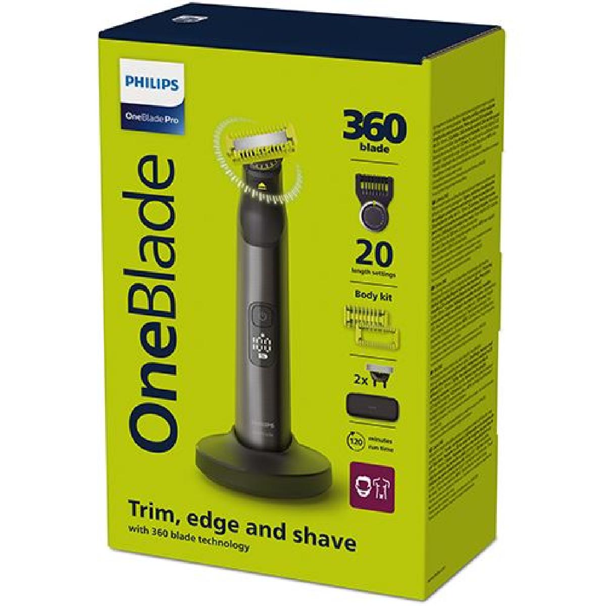 Philips OneBlade Pro 360 QP6652/61 beard trimmer Wet & Dry Grey + 2 heads + case